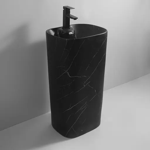 Умивальник підлоговий Mixxus Premium Diverse-1102 marble 460x380x840 мм з отвором під змішувач MP6576, Мармур - фото 2