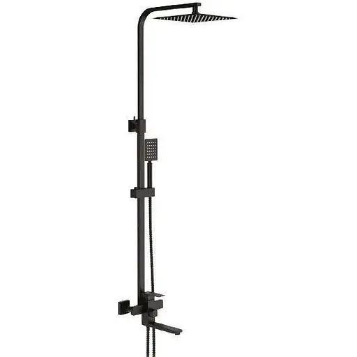 Душевая система Frap F24802-6, излив - переключатель на лейку, 1 режим, Черный матовый - фото 1