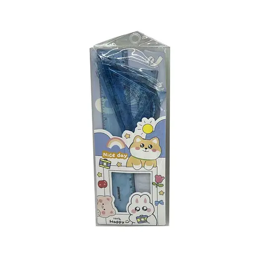 Набір лінійок Flex Звірята, 20 см, 2 трикутники, транспортир, ZH-3820