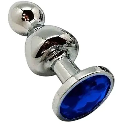 Металева анальна пробка Wooomy Lollypop Double Ball Metal Plug Blue S діаметр 2.8 см довжина 8.