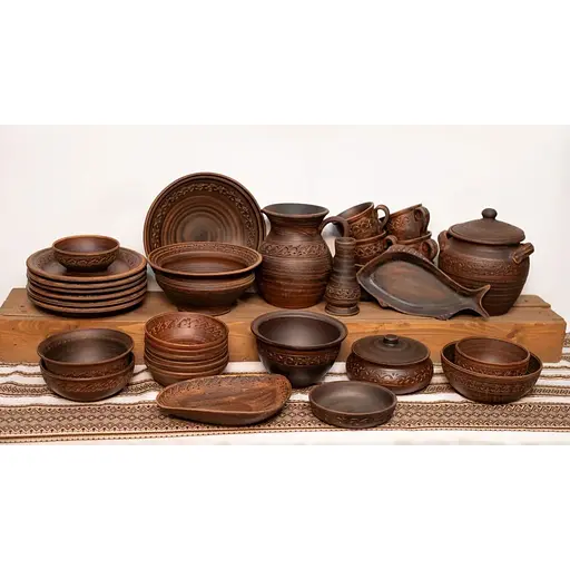 Різдвяний набір керамічного (глиняного) посуду Традиції Святвечора на 6 осіб 33 предмети