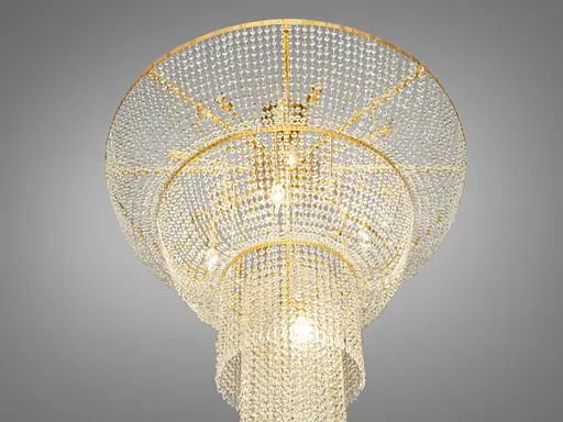 Сучасна кришталева люстра "Кришталевий каскад" на 22 лампи, колір золото - фото 3