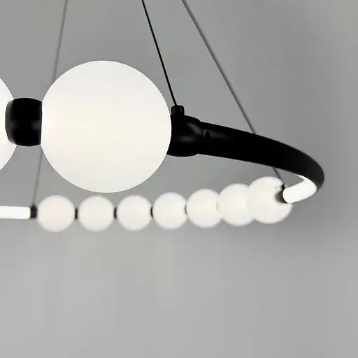 Черная люстра Nordic Pearl с плафонами жемчужинами Ø 80 см | Line F | Ст. SG33-800 BK - фото 5