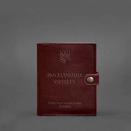 Кожаная обложка-портмоне для удостоверения офицера 11.0 бордовая - фото 6