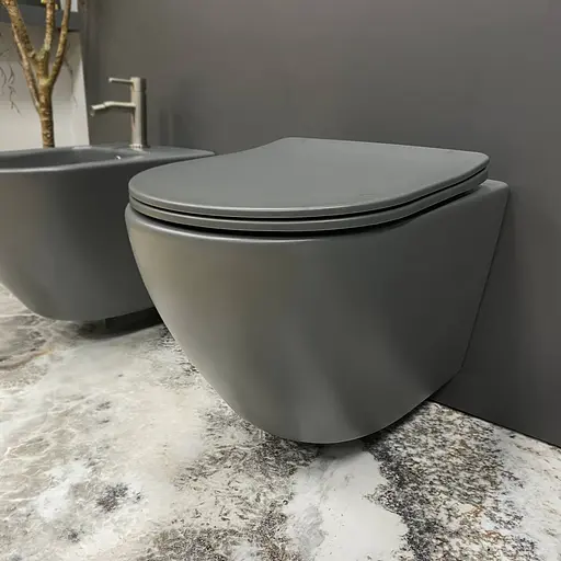 Подвесной унитаз VBI Vulcano grey matt VBI-020410, Серый - фото 1