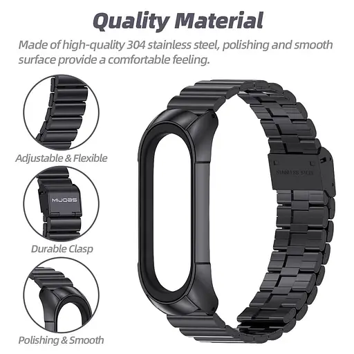 Ремінець MiJobs для фітнес-браслета Xiaomi Mi Band 3 та 4 із застібкою сріблястий - фото 3