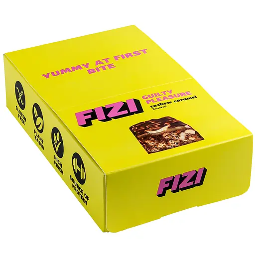 Батончик шоколадний Fizi Guilty Pleasure Cashew Caramel 40 г х 10 шт. шоу-бокс - фото 7