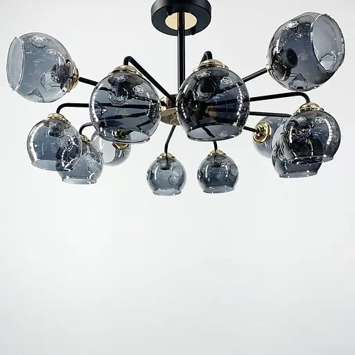 Стельова люстра на 12 ламп з плафонами графіт Line.F 81846/12 - фото 1