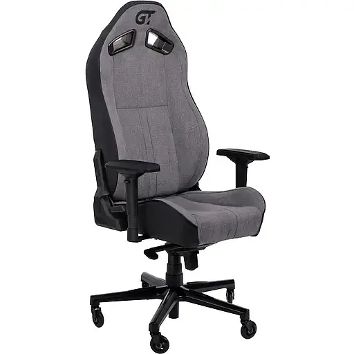Геймерське крісло GT Racer чорне зі світло-сірим (X-8009 Fabric Light Gray/Black) - фото 1