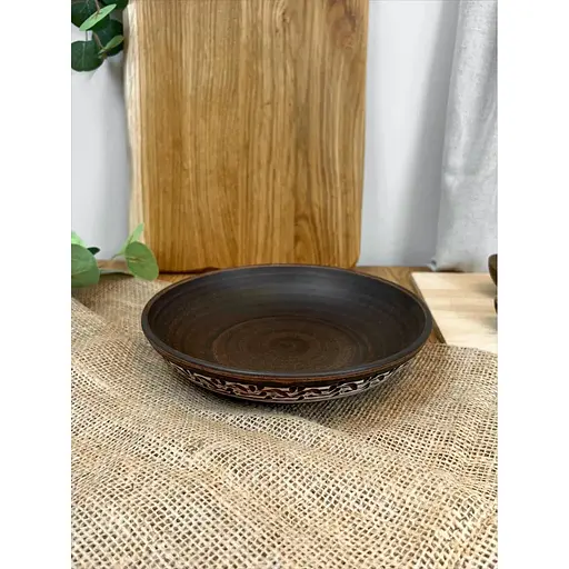 Салатник керамічний (глиняний) різьблений Ангоб 600 мл