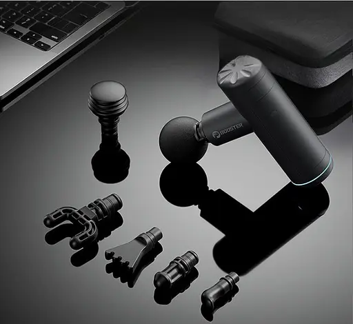 Перкусійний масажний пістолет Booster Mini X 2500mAh (6 насадок) з кейсом - фото 7