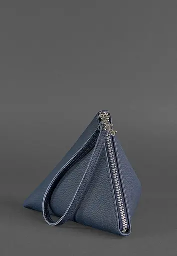 Шкіряна жіноча сумка-косметичка Піраміда синя - фото 3