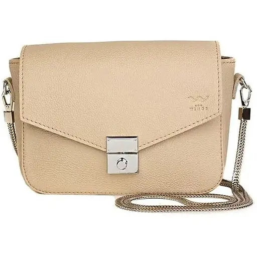 Жіноча шкіряна сумочка Yoko бежева флотар - фото 1