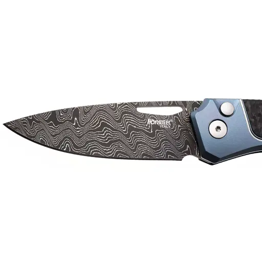 Нож Lionsteel Twain Damascus Titanium Carbon Fiber Blue - фото 3