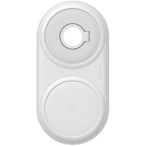 Бездротовий зарядний пристрій Baseus Planet 2in1 cable winder+wireless charger EU White - фото 1