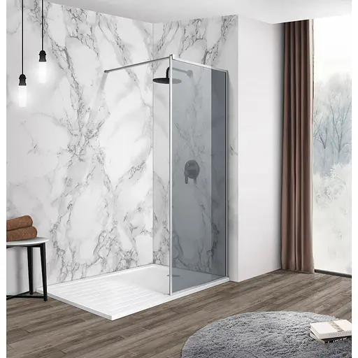 Душова стінка Imprese Walk-In з профілем та тримачем, 100x200 см, скло тоноване хром s09110001GR, тонований, хром - фото 1