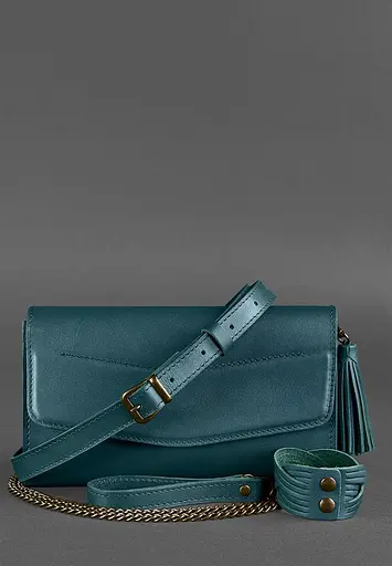 Шкіряна жіноча сумка Еліс зелена - фото 6