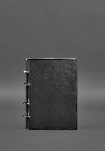 Шкіряний блокнот на кільцях (софт-бук) 9.0 з твердою чорною обкладинкою - фото 2