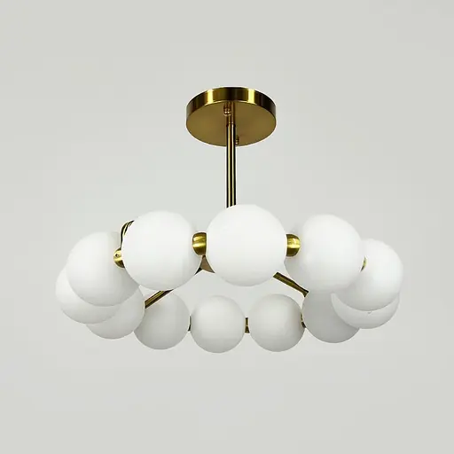 Стельова латунна люстра у вигляді кільця з полімерних кульок 50 см Line F Арт. 993-510 AB (D100-12) - фото 1