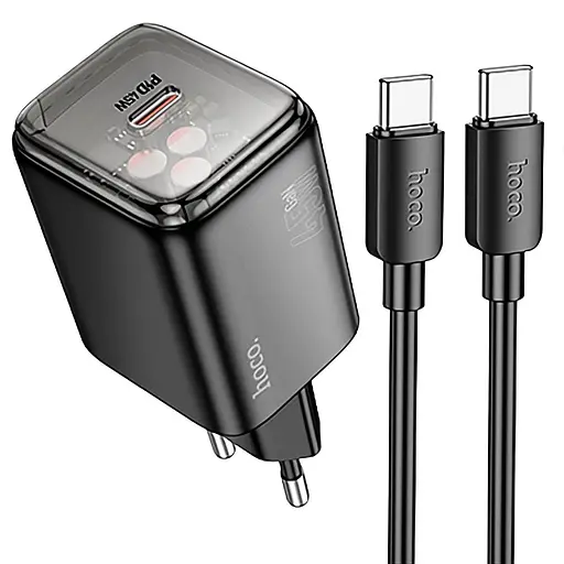 Сетевое зарядное устройство Hoco N54 PD45W + кабель Type-C to Type-C черный