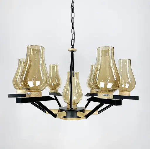 Підвісна люстра з деревʼяною фурнітурою Line.F ZL 467/6+1 - фото 3