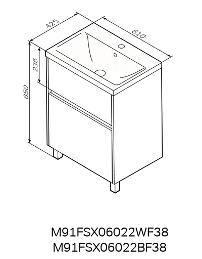 Тумба підлогова AM.PM GEM S 60 см з умивальником M91-FSX0602-WC0602WF38 - фото 9