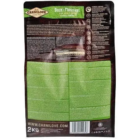 Сухой корм Carnilove Cat Hairball Control для вывода шерсти у кошек утка и фазан 2 кг - фото 4