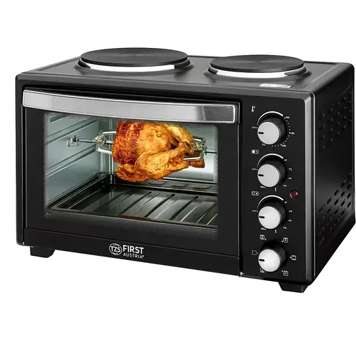 Духовка First FA-5045-5 60 л конвекція + плитка 2канф. чорна - фото 1