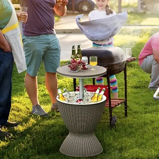 Стол-холодильник Costway Curver с регулируемой высотой 30L коричневый - фото 2