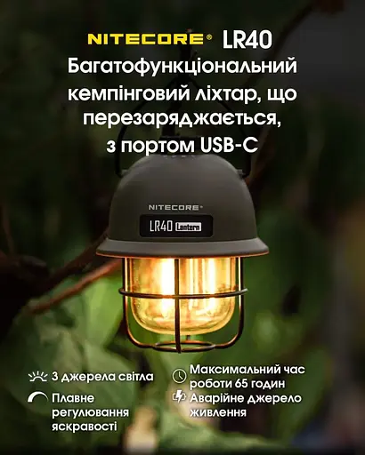 Кемпінговий підвісний ліхтарик Nitecore LR40 100лм з Power Bank Type-C (Білий) - фото 7