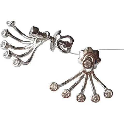 Срібні сережки-джекети Qvaliz з фіанітами. 902-00982