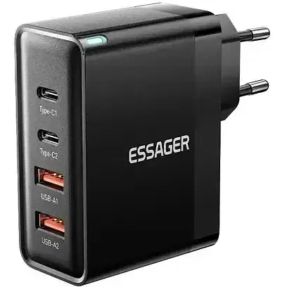 Зарядний адаптер Essager 100W GaN 2U+2C (ES-CD37 / P100AU01A3C0) мзп чорний - фото 1