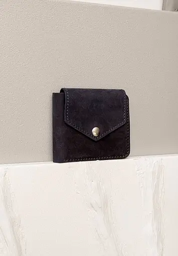 Кожаное портмоне 4.2 на кнопке синее Crazy Horse - фото 1