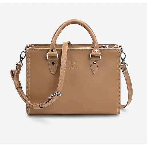 Женская кожаная сумка Fancy A4 карамель краст - фото 1