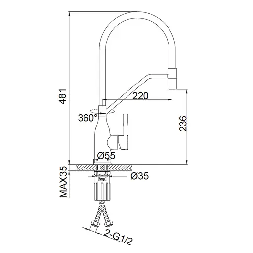 Змішувач для кухні Frap F4497-3 - фото 5