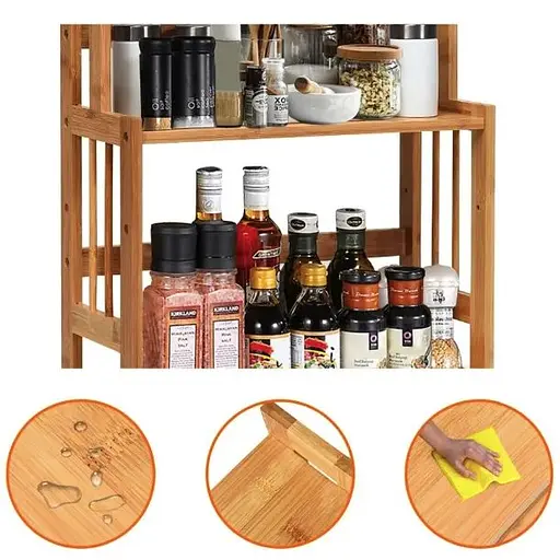 Полка-органайзер Costway Bamboo кухонная стойка бамбук 3 полки - фото 8