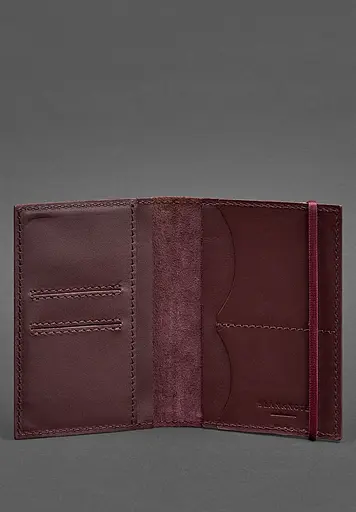 Шкіряна обкладинка для паспорта 2.0 бордова Краст - фото 3