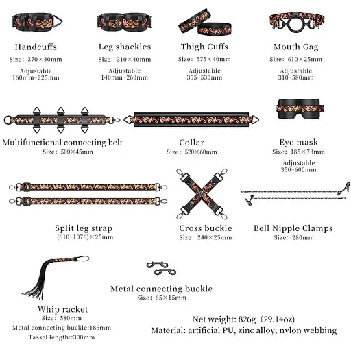 БДСМ-набір Lockink The FloweRing Serpent - Bondage Set, 12 шт. - фото 15