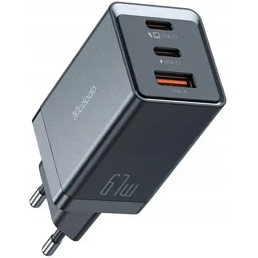 Блок живлення зарядне McDodo 67W 2C+1A GAN 5 Mini Pro Fast Charger CH-1541 чорне - фото 1
