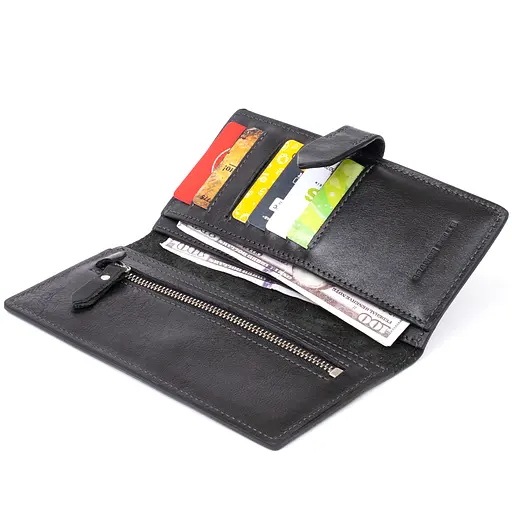 Мужской кожаный кошелек Grande Pelle 9х18х1.5 см acs0016023 - фото 3