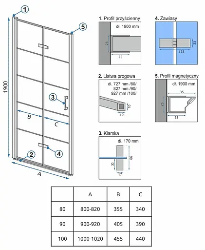 Душові двері Rea Moiler black 80 REA-K8537, Factory, чорний - фото 5