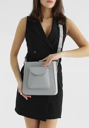 Жіноча шкіряна сумка Stella сіра - фото 2