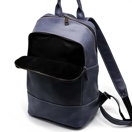 Женский кожаный синий рюкзак TARWA 27х36х13 см sum0028647 - фото 6