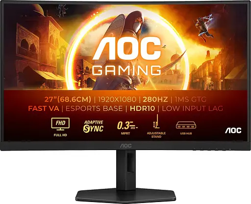 Монитор 27" AOC iтор C27G4ZXU Curved FHD VA 280Hz (C27G4ZXU) - фото 1