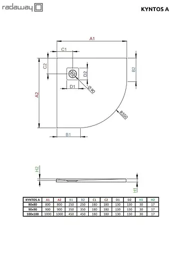 Душовий піддон Radaway Kyntos A 80x80 антрацит HKA8080-64 - фото 2