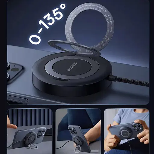 Бездротовий зарядний пристрій Baseus Simple Mini4 15W Universal Explorer Edition Cosmic Black (P10273300121-01) [151030] - фото 8