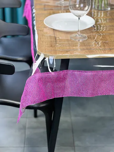 Скатертина силіконова з фіолетовою стразовою стрічкою 170х130 см - фото 8