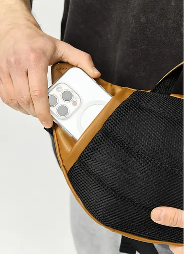 Большая мужская сумка бананка Sambag DynamicDart рыжая 38 × 21 × 7 см (80411121m) - фото 4