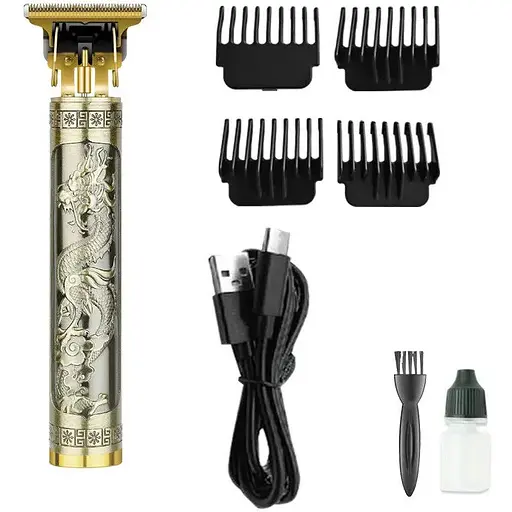Чоловічий акумуляторний триммер 3 в 1 Daling DL-1505 для бороди вусів 5Вт машинка для стрижки T-лезо Золото - фото 1
