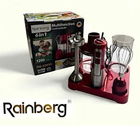 Занурювальний блендер Rainberg RB-2293 з підставкою 6в1 Червоний 1200Вт - фото 2